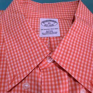 Brooks Brothers Slim Fit Polo Shirt Orange Gingham